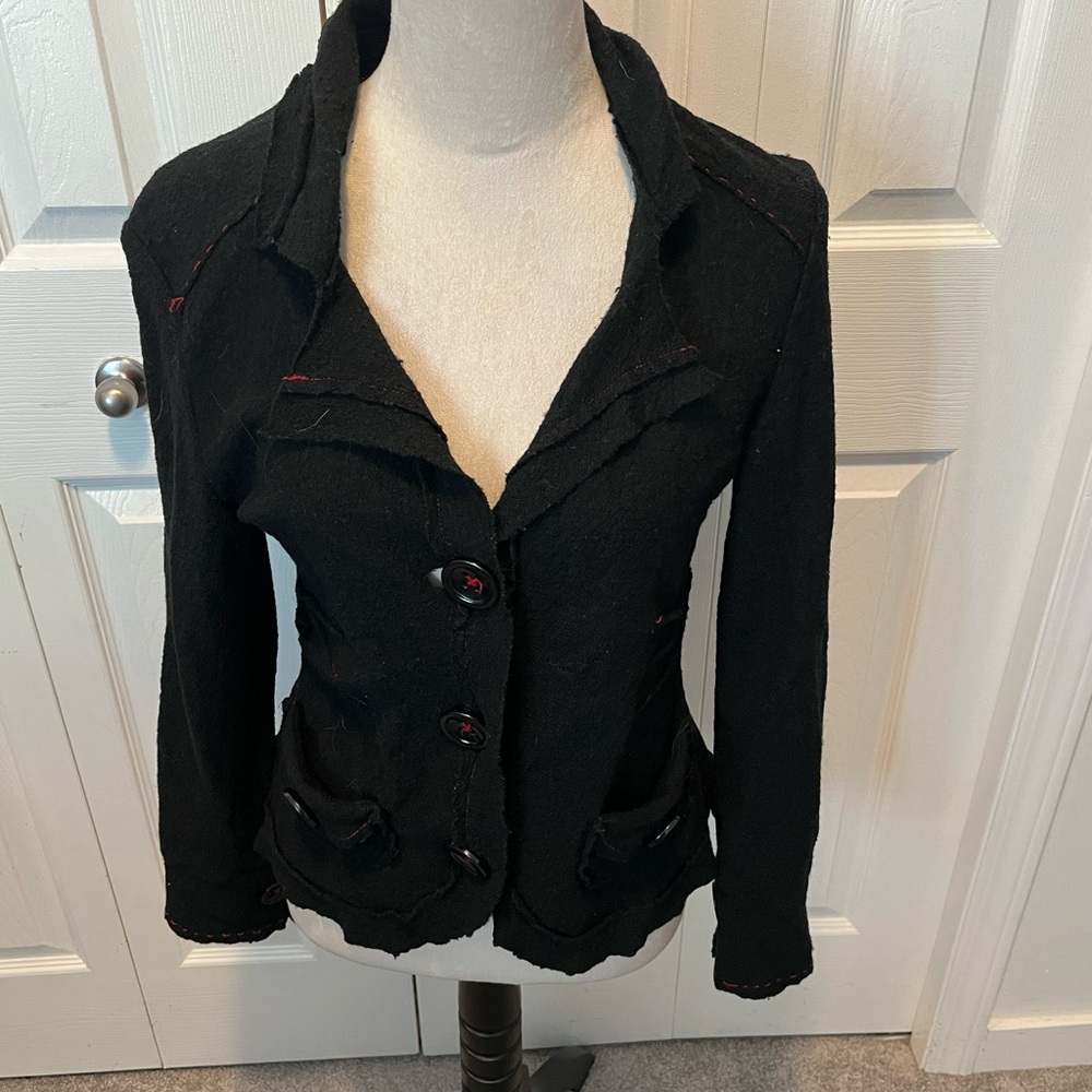 Lisa Campione size 38 Women's Black Button-Up Jacket wool blend
